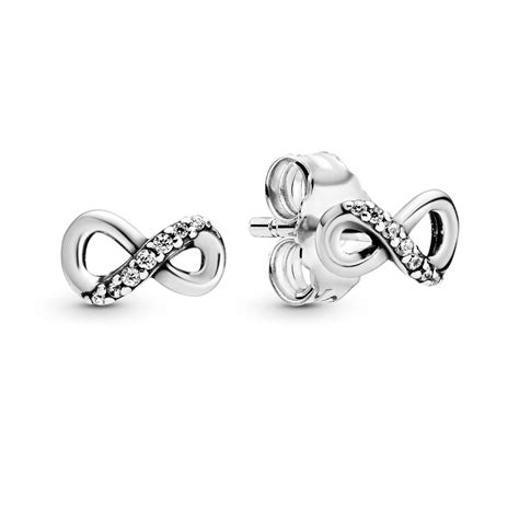 Plated with 14k gold and given a dazzling finish with a row of cubic zirconia pav&233; along the centre, this is a delicate design with. . Pandora infinity earrings
